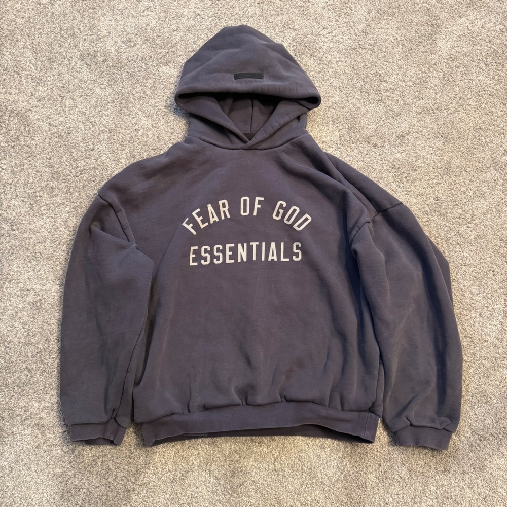 Fear of God Essentials Hoodie Charcoal Grey Arched Logo XS Oversized Pullover